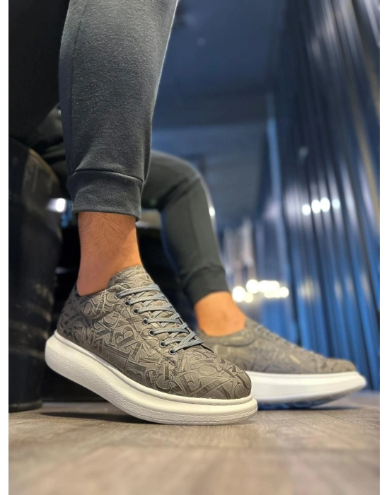 Knack Yüksek Taban Harf Desenli Günlük Ayakkabı 047 Gri