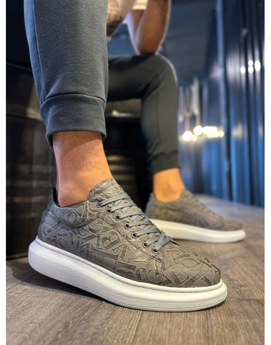 Knack Yüksek Taban Harf Desenli Günlük Ayakkabı 047 Gri