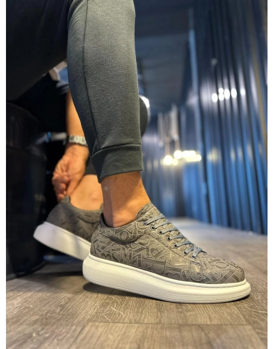 Knack Yüksek Taban Harf Desenli 047 Gri Erkek Günlük Ayakkabı