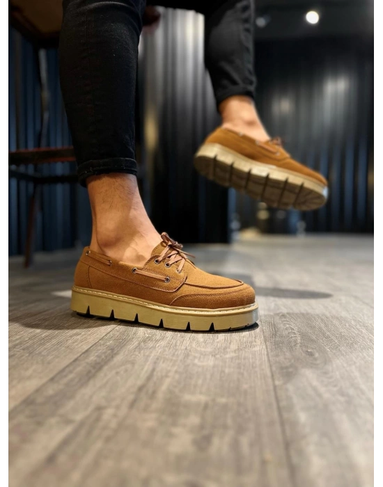 Knack Yüksek Taban Klasik Ayakkabı 778 Taba Süet