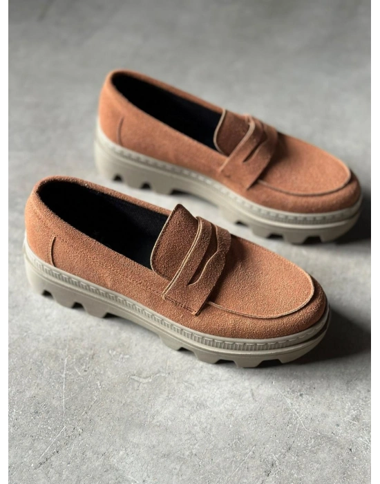 Knack Yüksek Taban Klasik Ayakkabı 779 Taba Süet