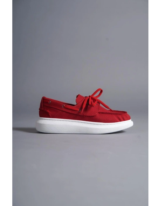 Knack Yüksek Taban Mevsimlik Keten Ayakkabı 009 Kırmızı