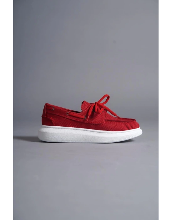 Knack Yüksek Taban Mevsimlik Keten Ayakkabı 009 Kırmızı Erkek Günlük Ayakkabı