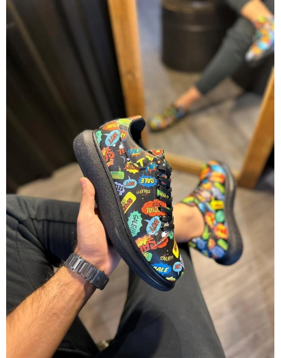 Knack Yüksek Taban Renkli Baskılı Günlük Ayakkabı 046 Hot