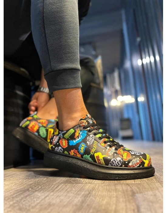 Knack Yüksek Taban Renkli Baskılı 046 Hot Erkek Günlük Ayakkabı