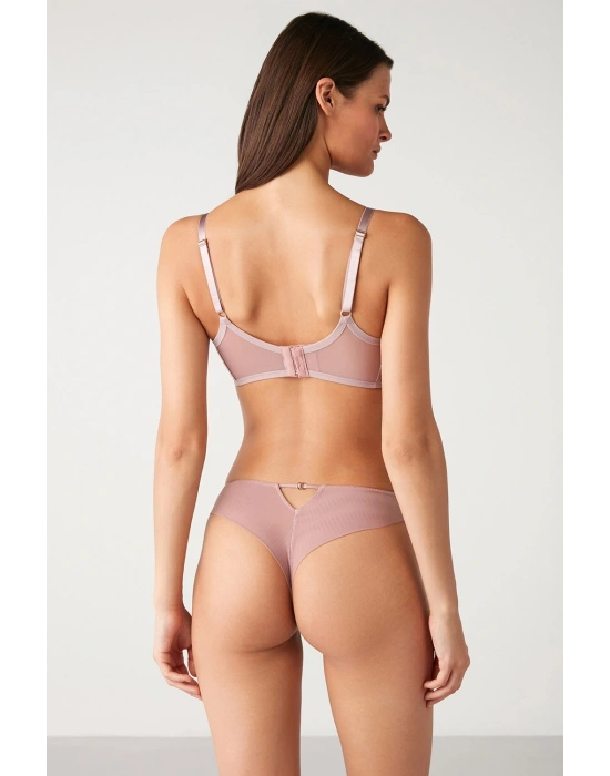 KOM Mell Transparan String Gül Kurusu Renk