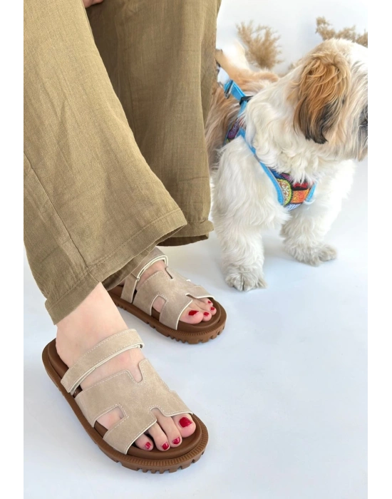 Kooni Bej Nubuk Kadın Terlik