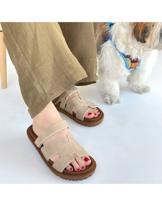 Kooni Bej Nubuk Kadın Terlik