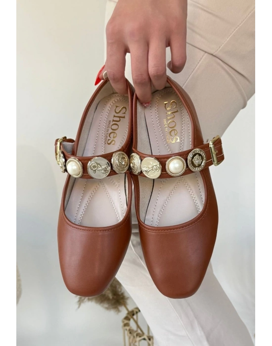 Koope Taba Cilt Ayakkabı Kadın Babet