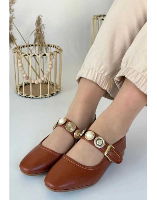 Koope Taba Cilt Ayakkabı Kadın Babet