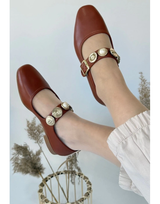 Koope Taba Cilt Ayakkabı Kadın Babet