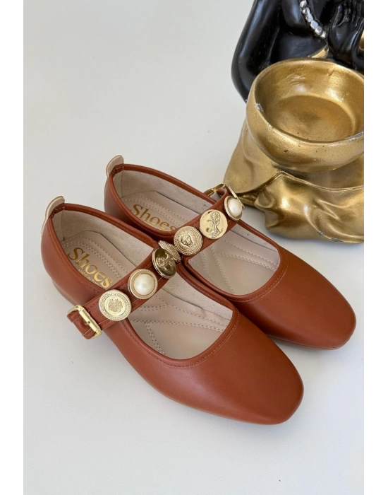 Koope Taba Cilt Ayakkabı Kadın Babet