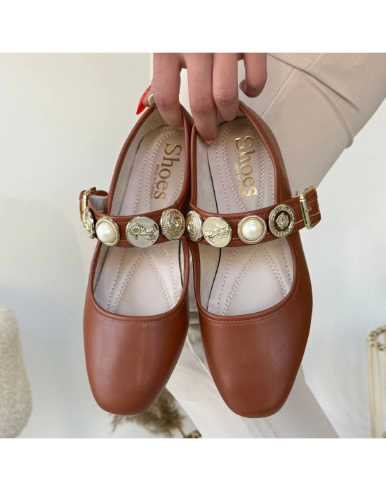 Koope Taba Cilt Ayakkabı Kadın Babet