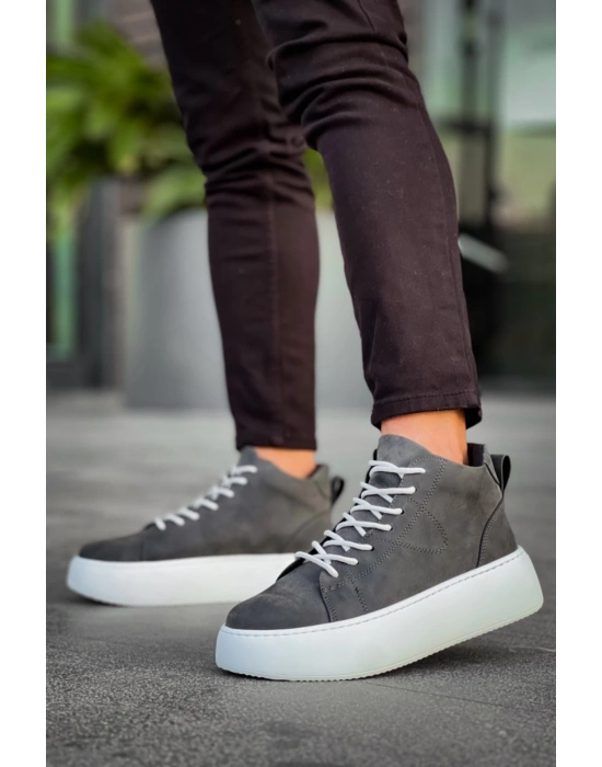 Le10 Bağcıklı Erkek Yüksek Beyaz Taban Antrasit Spor Erkek Bot