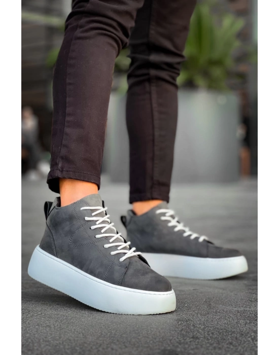 Le10 Bağcıklı Erkek Yüksek Beyaz Taban Antrasit Spor Erkek Bot