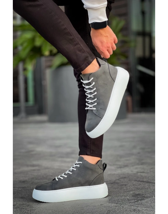 Le10 Bağcıklı Erkek Yüksek Beyaz Taban Antrasit Spor Erkek Bot