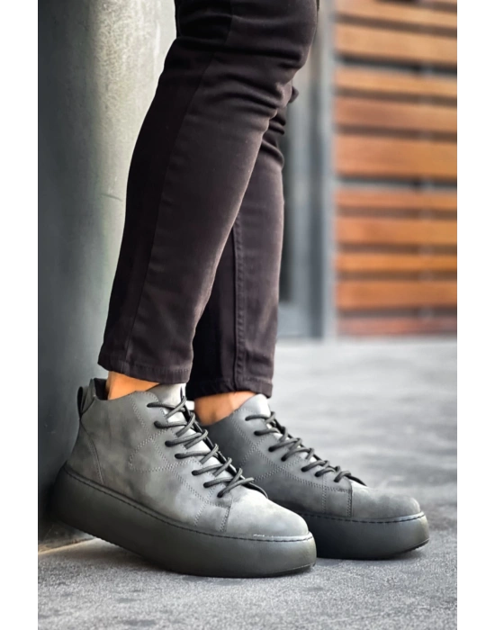 Le10 Bağcıklı Erkek Yüksek Siyah Taban Antrasit Spor Erkek Bot