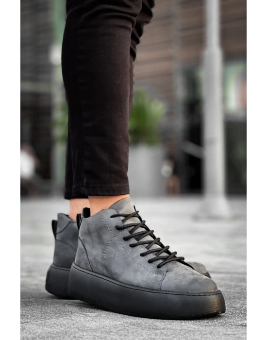 Le10 Bağcıklı Erkek Yüksek Siyah Taban Antrasit Spor Erkek Bot
