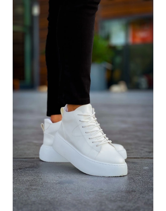 Le10 Bağcıklı Erkek Yüksek Taban Beyaz Spor Erkek Bot