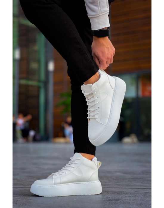 Le10 Bağcıklı Erkek Yüksek Taban Beyaz Spor Erkek Bot