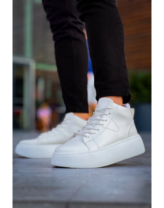 Le10 Bağcıklı Erkek Yüksek Taban Beyaz Spor Erkek Bot