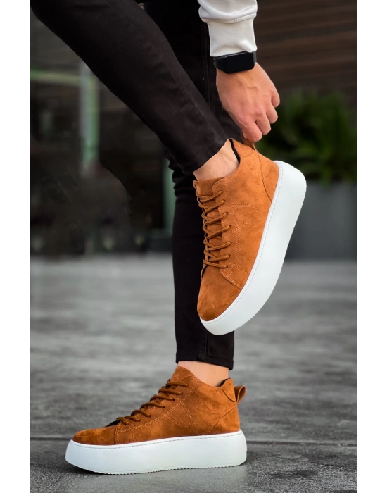 Le10 Bağcıklı Erkek Yüksek Taban İthal Süet Taba Spor Erkek Bot