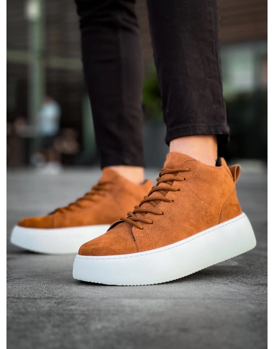 Le10 Bağcıklı Erkek Yüksek Taban İthal Süet Taba Spor Erkek Bot