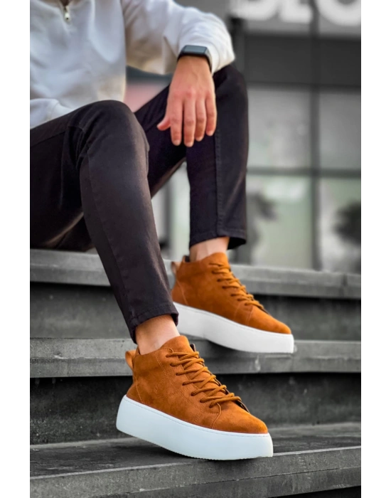 Le10 Bağcıklı Erkek Yüksek Taban İthal Süet Taba Spor Erkek Bot