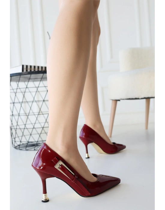 Lesia Bordo Rugan Kadın Topuklu Ayakkabı