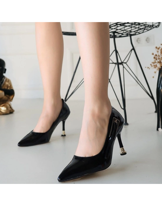 Lesia Siyah Rugan Kadın Topuklu Ayakkabı