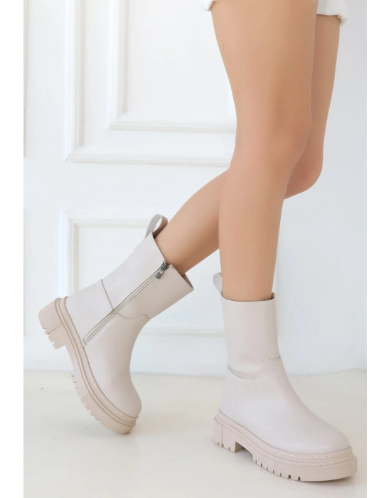 Liara Bej Cilt Topuklu Kadın Bot