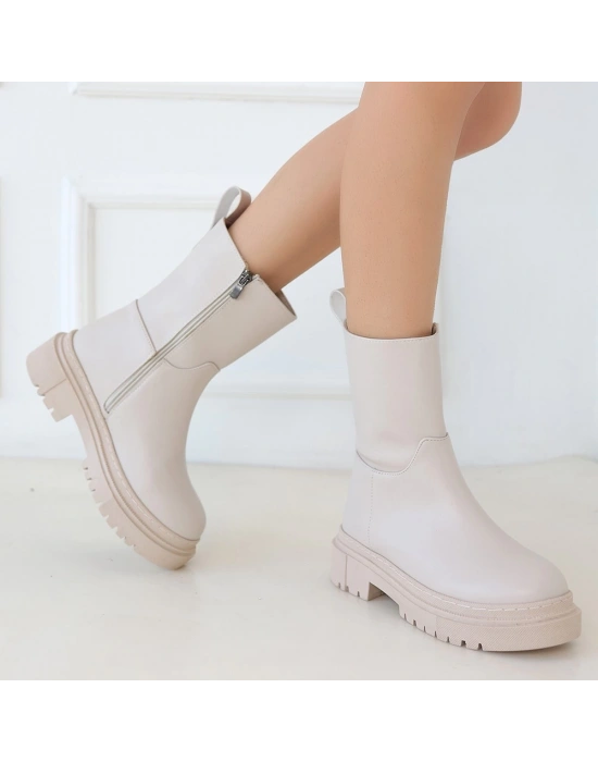 Liara Bej Cilt Topuklu Kadın Bot