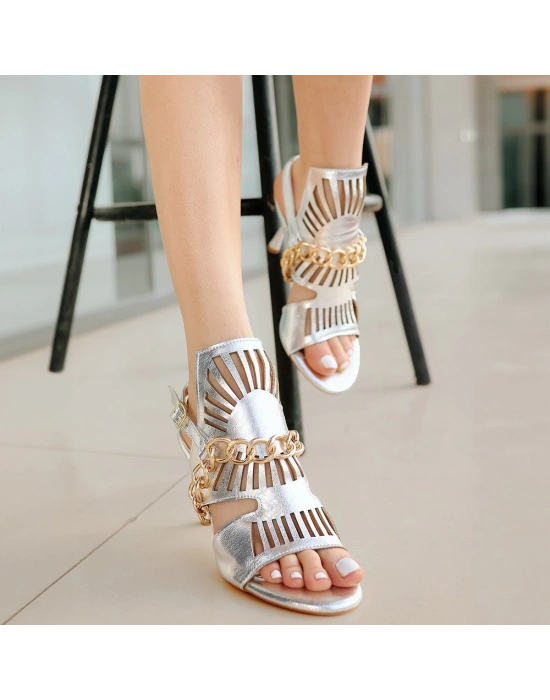 Lidya Gümüş Cilt Kadın Topuklu Ayakkabı