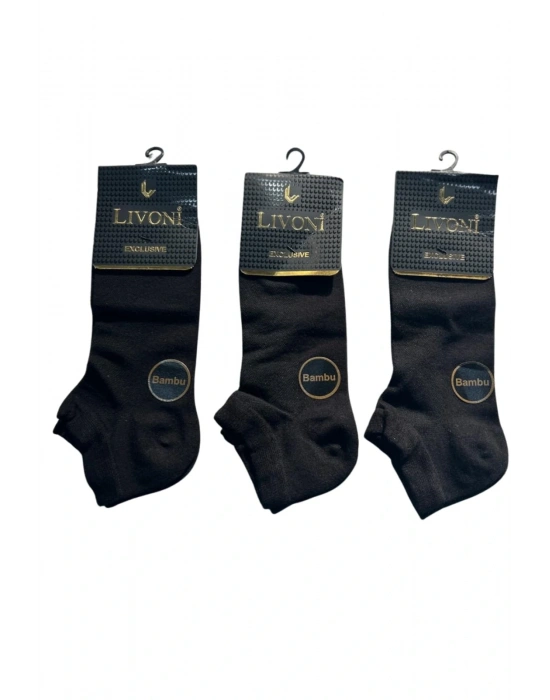 Livoni Dikişsiz Bambu Erkek Patik Çorap 3 adet