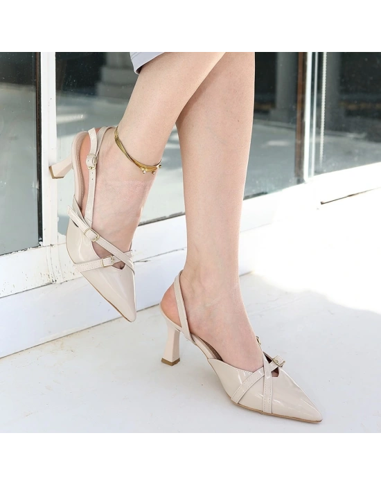 Liwan Bej Rugan Kadın Topuklu Ayakkabı