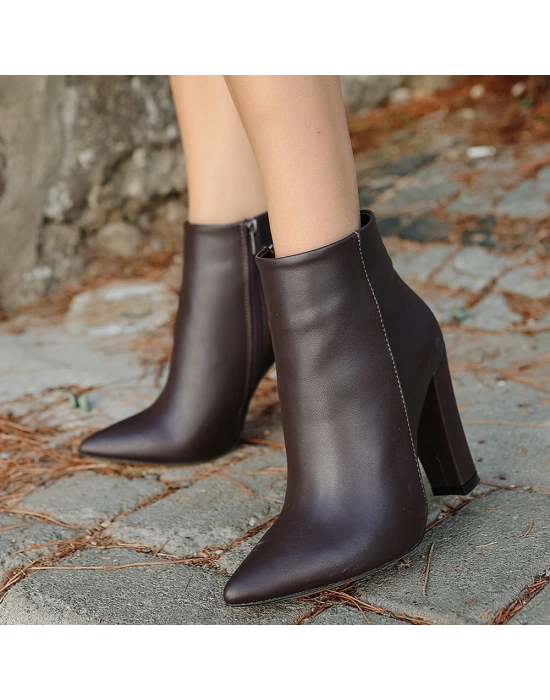 Loora Kahverengi Cilt Topuklu Bot