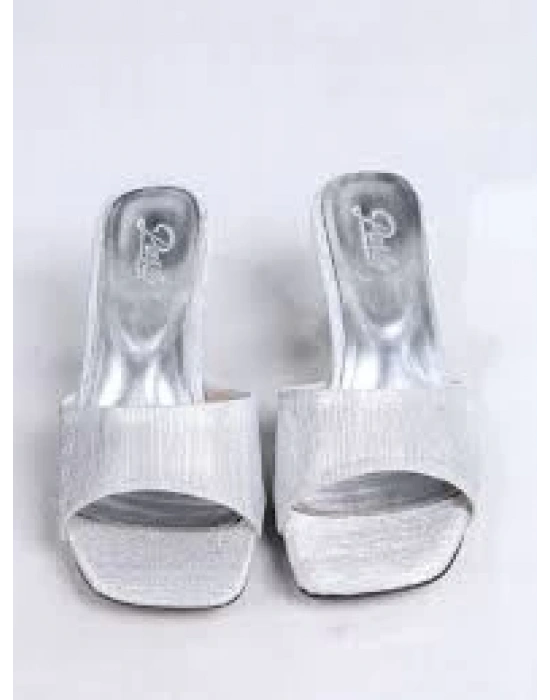 Luart Gümüş Simli Topuklu Terlik