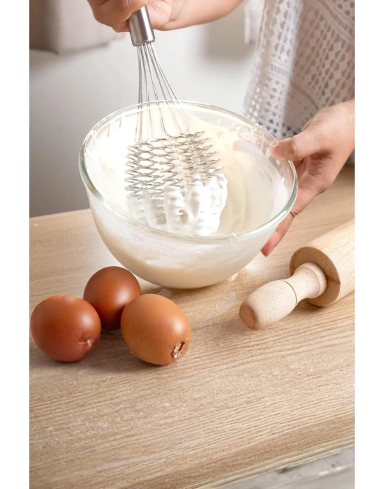 Lüks Örgülü Paslanmaz Çelik Çırpıcı & Profesyonel Hamur Ve Sos Karıştırıcı (32 cm)
