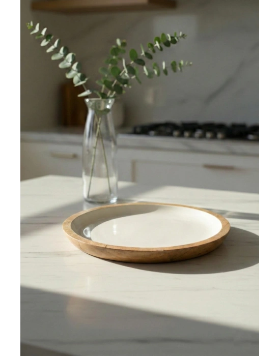 Mango Agacı Pasta Tabağı & Sunum Tabağı 20 Cm Krem