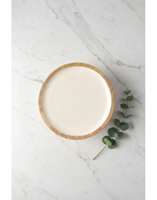 Mango Agacı Pasta Tabağı & Sunum Tabağı 20 Cm Krem