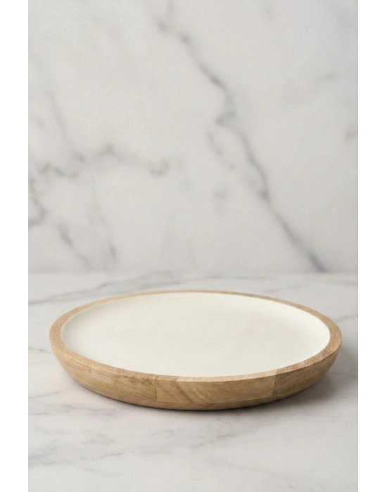 Mango Agacı Servis Tabağı & Sunum Tabağı 25 Cm Krem