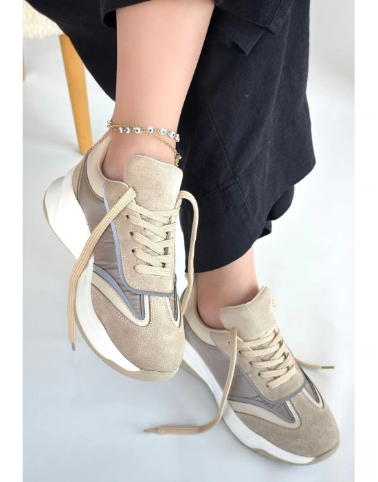 Mark Bej Süet Bağcıklı Spor Ayakkabı