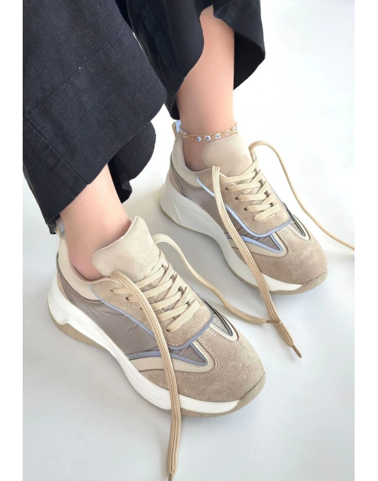 Mark Bej Süet Bağcıklı Spor Ayakkabı