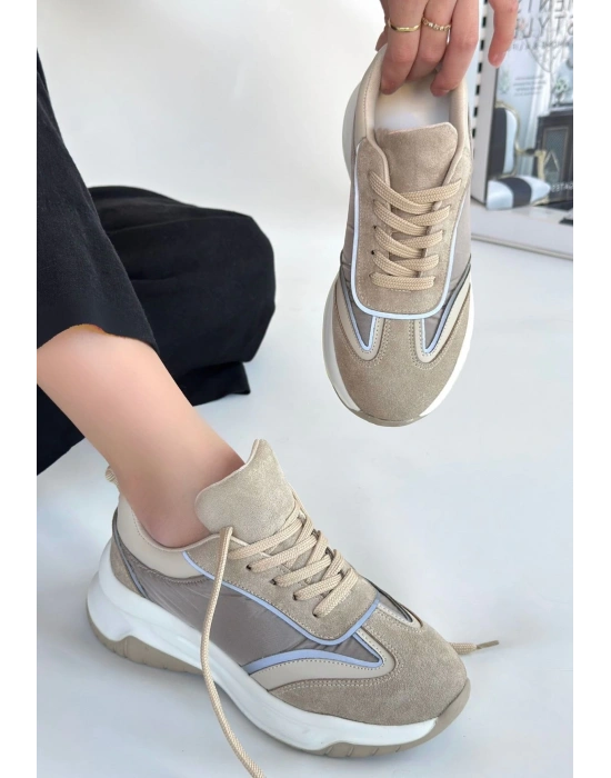 Mark Bej Süet Bağcıklı Spor Ayakkabı