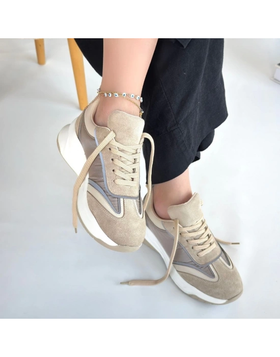 Mark Bej Süet Bağcıklı Spor Ayakkabı