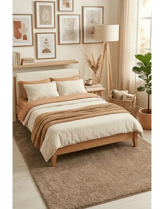 Mars-KAHVE-Premium Kadifemsi Halı Oturma Odası-Salon-Mutfak-Kaymaz Taban -Yıkanabilir-Modern