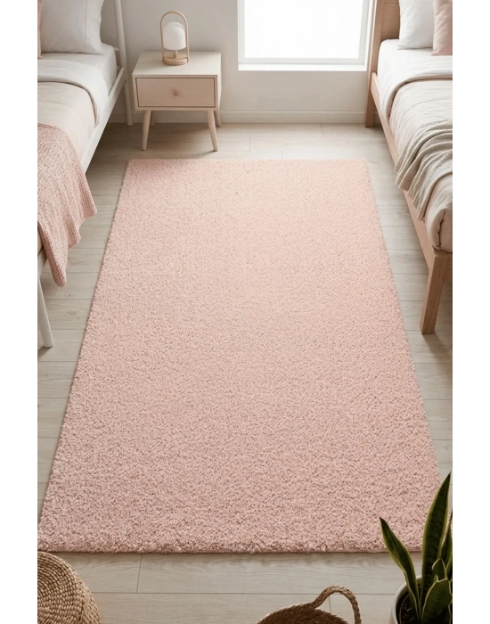 Mars-PEMBE-Premium Kadifemsi Halı Oturma Odası-Salon-Mutfak-Kaymaz Taban -Yıkanabilir-Modern