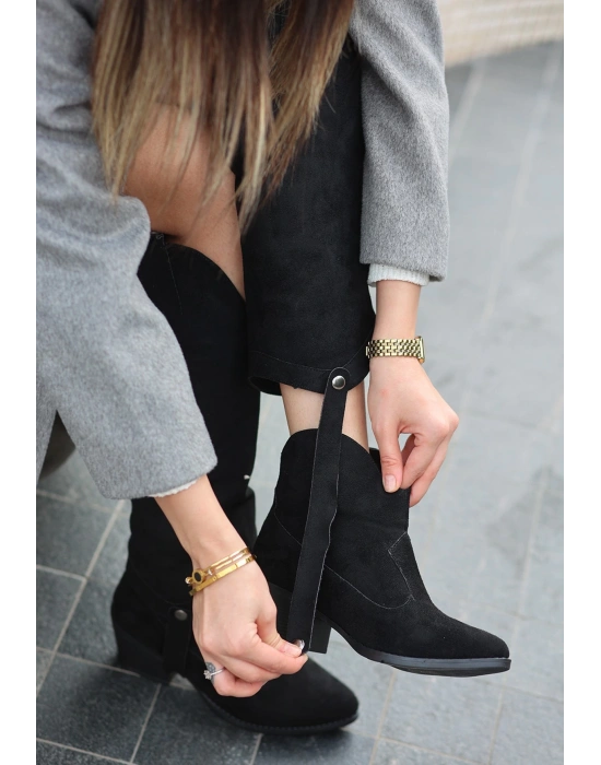 Milla Siyah Süet Tak Çıkar Topuklu Bot Ve Kadın Çizme