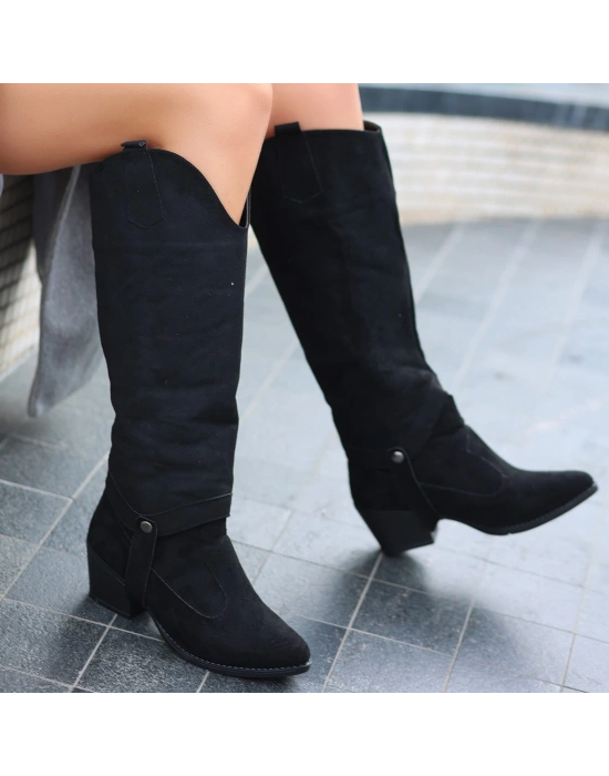 Milla Siyah Süet Tak Çıkar Topuklu Bot Ve Kadın Çizme