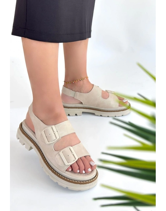 Milta Bej Nubuk Kadın Sandalet